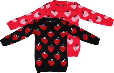 ANIXA Printed Round Neck Casual Baby Boys & Baby Girls Red, Black Sweater