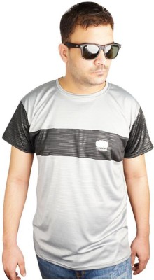 TAYDOL Embroidered Men Round Neck Grey T-Shirt