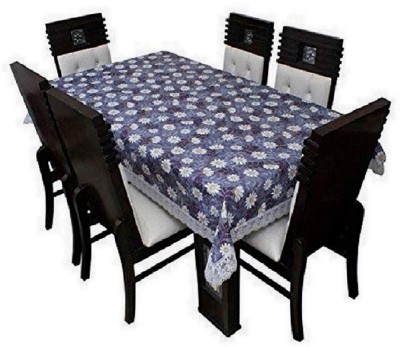 MONKDECOR Floral 6 Seater Table Cover(Blue, PVC)
