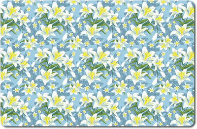 Nourish Rectangular Pack of 6 Table Placemat(White, Light Blue, Silver, PVC)