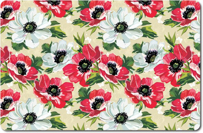 Nourish Rectangular Pack of 6 Table Placemat(White, Maroon, PVC)