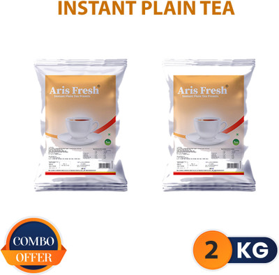 Aris fresh Instant Plain Tea Premix - Combo Pack | 2 Kg |Pack of 2 x 1 Kg | Makes 170 Cups | Suitable for all Vending Machines | Milk not required| Rich taste as Home Made | For Manual Use – Just Add Hot Water Instant Plain tea Premix (2kg) Instant Tea Pouch(2 x 1 kg)