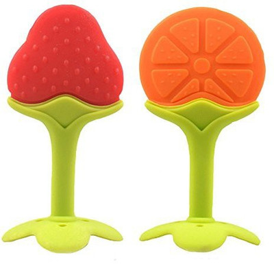 VINMOT Silicone Fruit Shape 2 Pcs Of Teething Soft Sensory Teether / Pacifier For Baby Teether(Multicolor)