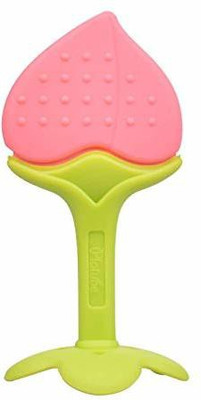 GREST Silicone Fruit Shape Teething Soft Sensory Teether / Pacifier For Baby ( Peach ) Teether(Red)