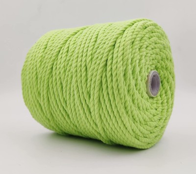 Bobbiny 3Ply/Twisted Macrame (3mm,100Mtr.)Cotton Cord/Dori Thread Macrame(Parrot Green).