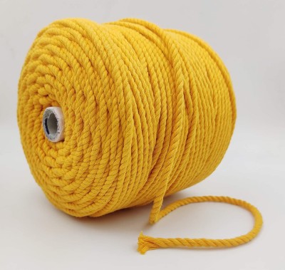 Bobbiny 3Ply/Twisted Macrame (3mm,100Mtr.)Cotton Cord/Dori Thread Macrame(Mango Yellow).