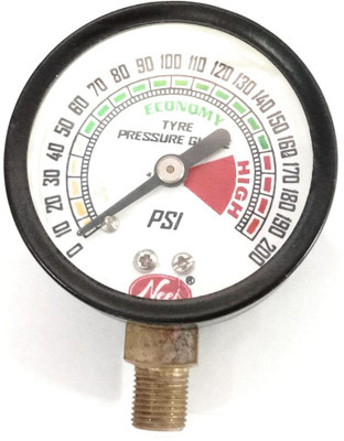 SEAHORSE POLYMERS Analog Tire Pressure Gauge Pressure Gauge, MS Case & Brass, /Meter(200 PSI)