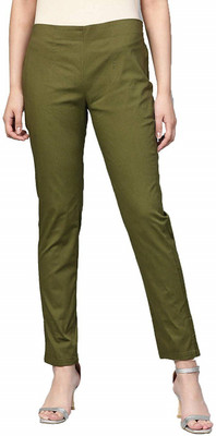 SriSaras Regular Fit Women Green Trousers