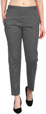 SriSaras Regular Fit Women Grey Trousers