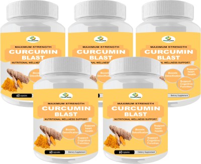 Fitness Prime Curcumin Extract 800mg Capsules for Enhanced Bioavailability & Cognitive Functions(5 x 60 Capsules)