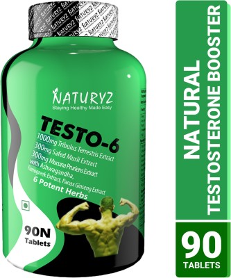 NATURYZ Testo-6 Plant based Supplement For Men 2100mg for Muscle gain Stamina(90 Tablets)
