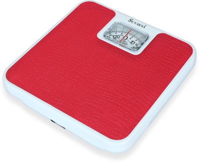 SUVARNA ELEGANT (BR-9011), Personal/Bathroom Scale in Square Shape with new ANTI SKID REXINE, Body Weight Machine for Human Body, Capacity: 130Kg (Red) Weighing Scale(Red)