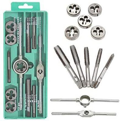 uptodatetools 12 Pcs Metric Tap and Die Wrench Set with Storage Box Single Sided T Type Wrench(Pack of 1)
