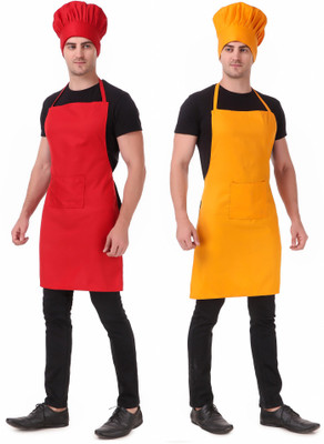 Kodenipr Club Blended Chef's Apron - Free Size(Red, Yellow, Pack of 2)