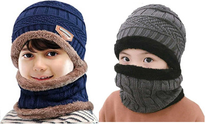 GLAMHOOD Woven Beanie Cap(Pack of 2)
