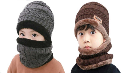 GLAMHOOD Self Design Beanie Cap(Pack of 2)