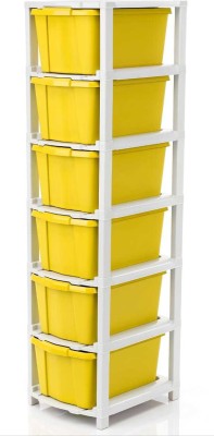 3D METRO SUPER STORE 6 Compartments Plastic Modular Drawer(Yellow)