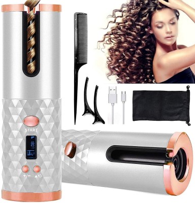ASHVI CITY Cordless Automatic Hair Curler Portable Electric Wand Curling Iron-Recharger Auto Crimper Hair Waver with LCD, 6 Adjustable Temperature & Timer Settings, Advance Quick heat Ceramic, Electric Hair Curler, Wireless/cordless Hair Curler, Auto Shut-Off Hair Styling Tools for Women 15 Hair Cur