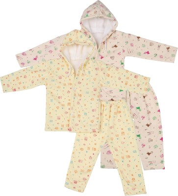 Trendy World Baby Boys & Baby Girls Casual Jacket Pyjama(Lemon_Cream)