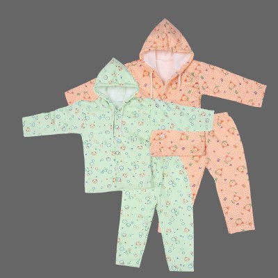 Trendy World Baby Boys Casual Sweatshirt Pyjama(Green_Peach)