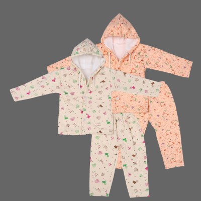 Trendy World Baby Boys Casual Sweatshirt Pyjama(Cream_Peach)