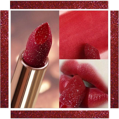YAWI Shimmery Sparkly 3D Magical Metallic Glitter Cherry Red Lipstick color(Cherry Red, 3.8 g)