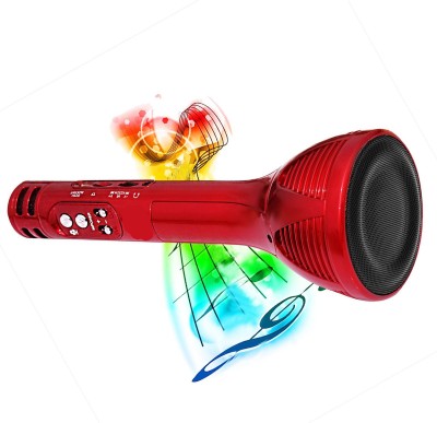 kawna Mike HIFI 1698 Speaker Bluetooth with speaker for singing Red Microphone