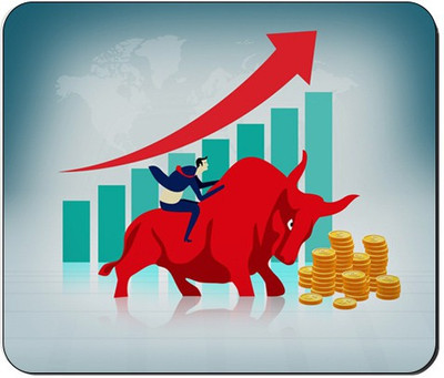 BTP Premium Quality Bull of Stock Market Mouse Pads For Stock Market Traders And Investors Non Slip Base Mousepad(Multicolor)