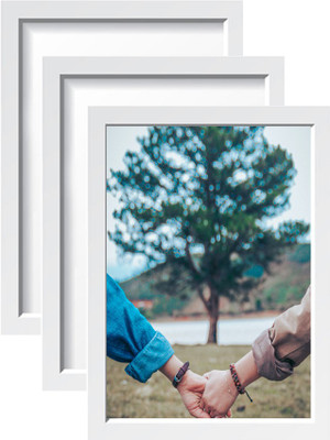 SJM ENTERPRISES Wood Wall Photo Frame(White, 3 Photo(s), HOME DECOR A4 SIZE PHOTO FRAME SET OF 03)