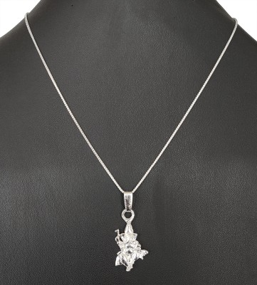 Khushal Latest Silver Plated Excellent Quality Pendant Lord Ganesha design Micro Polish Pendant With Chain Silver Brass, Alloy