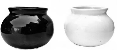 OriginalCeramics Small Matki Pot Set Of 2 Plant Container Set(Pack of 2, Ceramic)