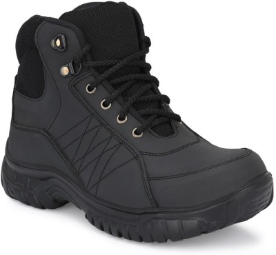 Ozarro Steel Toe Genuine Leather Safety Shoe(Black, S1, Size 11)