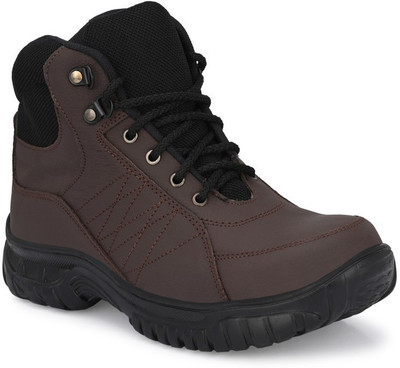 Ozarro Steel Toe Genuine Leather Safety Shoe(Brown, S1, Size 10)