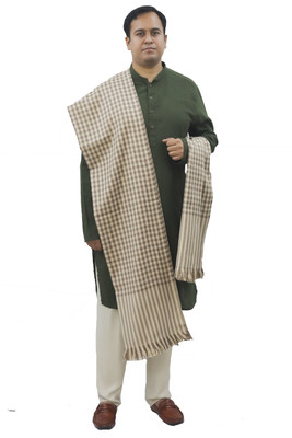 Vrinde Wool Checkered Men Shawl(Grey)