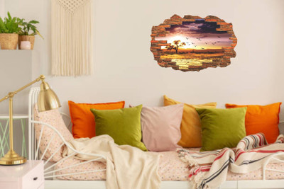 Varadvinayak 60 cm Amazing scene in magical wall hole Self Adhesive Sticker(Pack of 1)