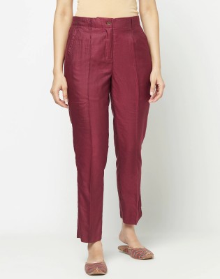 Fabindia Slim Fit Women Maroon Trousers