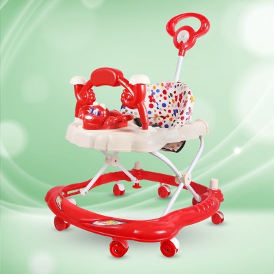 Kayoksh Musical 2-in-1 Walker With Parent Rod(Red)