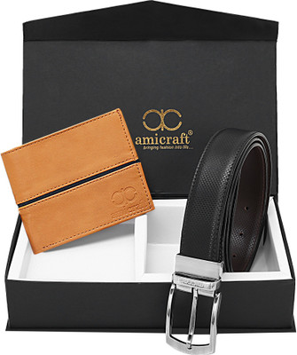 Amicraft Wallet & Belt Combo(Brown)