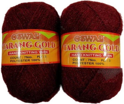JEFFY Oswal Tarang Gold Knitting Wool Yarn, Soft Tarang Gold Feather Wool Ball mehroon 500 gm Best Used with Knitting Needles, . by Oswal Shade no-19
