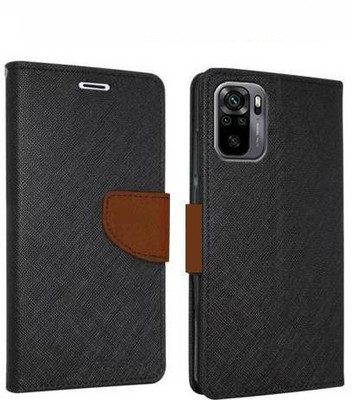 Mehsoos Flip Cover for Redmi Note 10, Redmi Note 10S, Redmi Note 11SE(Brown, Dual Protection, Pack of: 1)