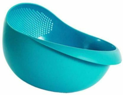 AKSHAR4u Plastic Grains & Vegetables Washing Bowl & Strainer Blue Color Collapsible Colander (Blue) Collapsible Strainer(Blue Pack of 1)