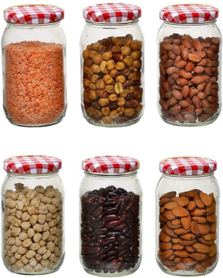MD REATIL Glass Grocery Container  - 400 ml(Pack of 6, Multicolor)