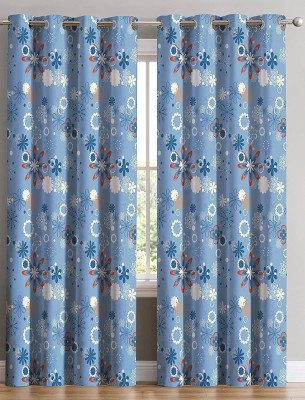 sai fashion 154 cm (5 ft) Polyester Room Darkening Window Curtain (Pack Of 2)(Floral, Blue)