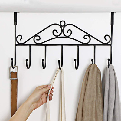 Hojo Over The Door Hook Hanger with 7 Hooks Hanging Metal Rack Organizer Door Hanger