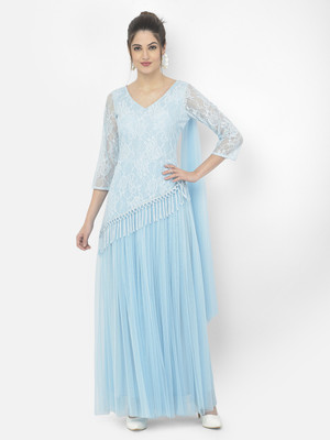 Eavan Women Empire Waist Light Blue Maxi/Full Length Dress