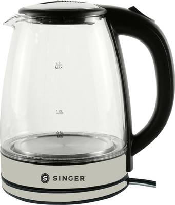 Singer Aroma Crysta Electric Kettle  (1.8 L, Black, Silver)