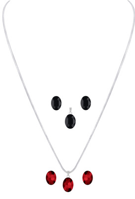 JFL - Jewellery for Less Brass Silver Red, Black Jewellery Set(Pack of 1)