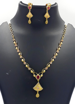 Anujeet Fashion Hub Copper Gold-plated Gold Jewellery Set(Pack of 1)