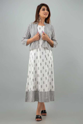 AMBECREATION Women Kurta Ethnic Jacket Set