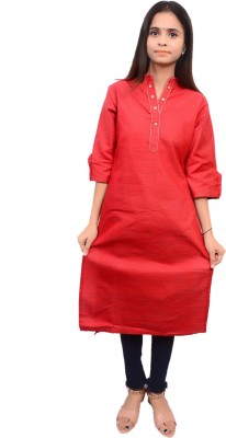 Aarav Boss Women Solid Straight Kurta(Red)